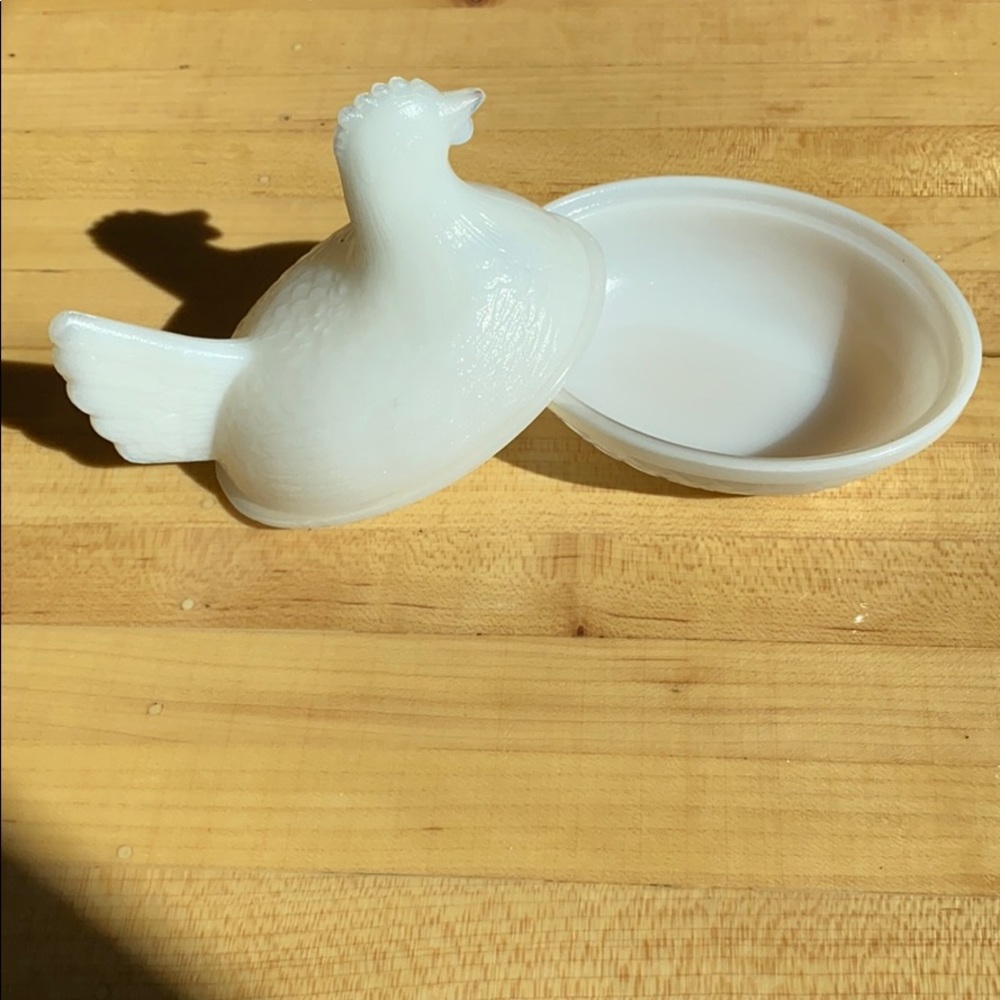 Vintage Milk Glass Chicken Dish